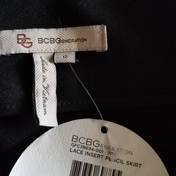 BCBGeneration Lace Insert Pencil Skirt Black 12 - Picture 4 of 8